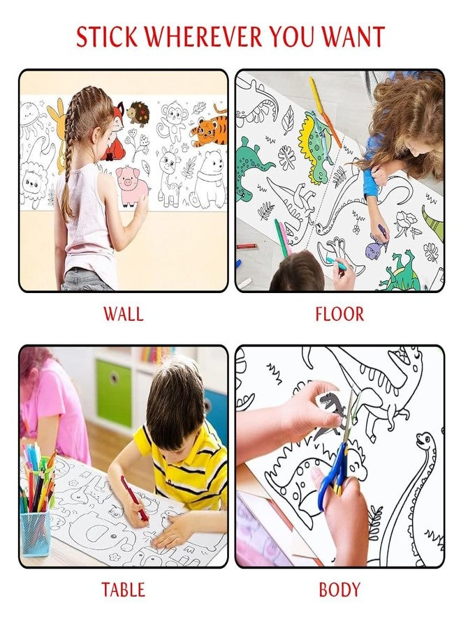 Sroxzy Jumbo Stickable Coloring Roll for Kids | Creative Indoor Coloring Activity | 30 x 300 cm Extra-Long Wall Art Paper for Toddlers & Children | Ideal Birthday Gift for Boys & Girls (1) - Image 3